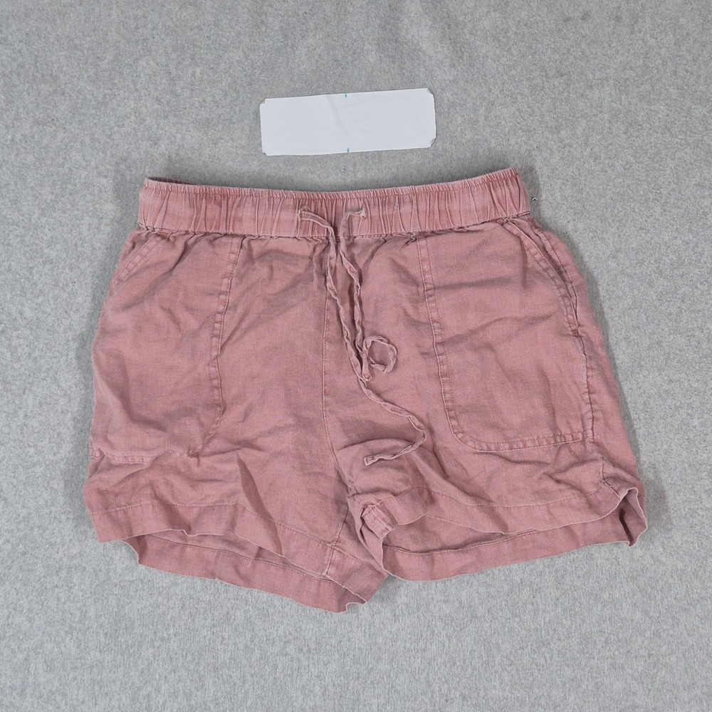 Jones New York Women Shorts S Pink Linen 3" Inseam Pockets Drawstring Coastal